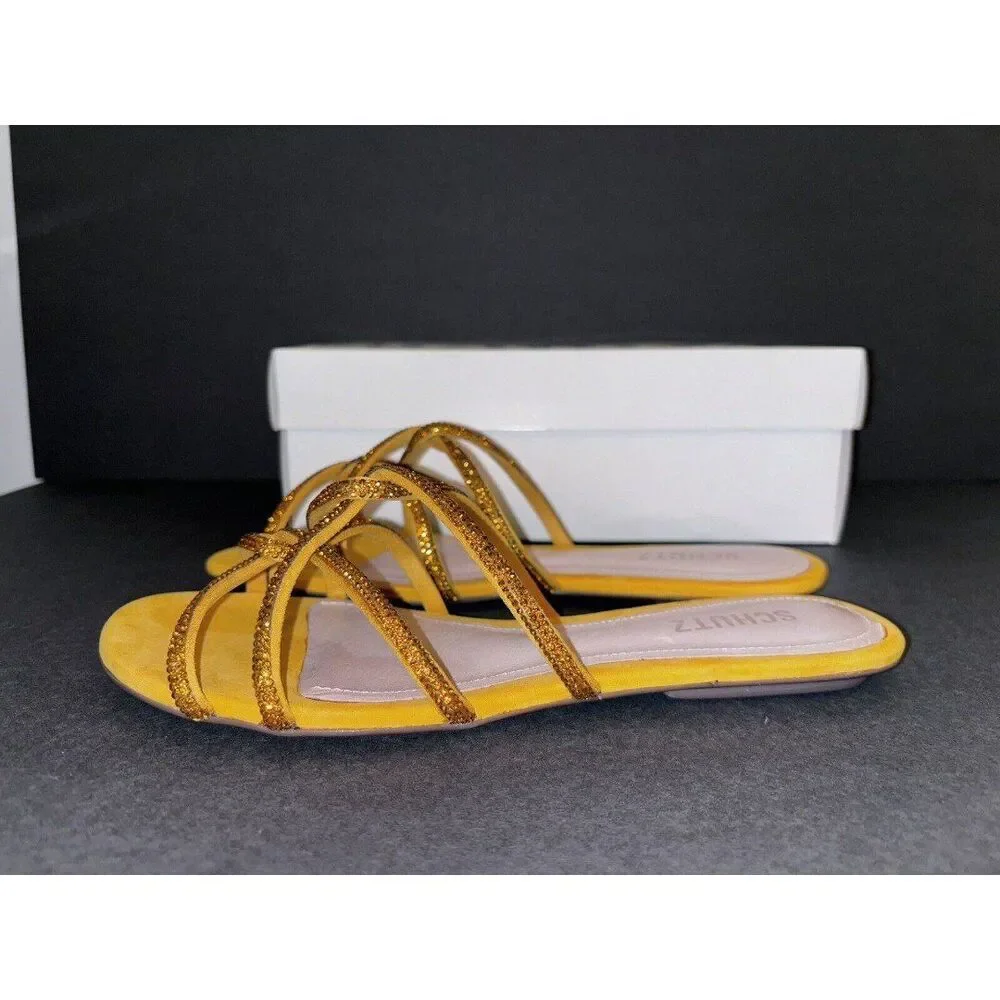 Schutz Marigold Uzia Crystal Sandals Size 9-RUNS SMALL